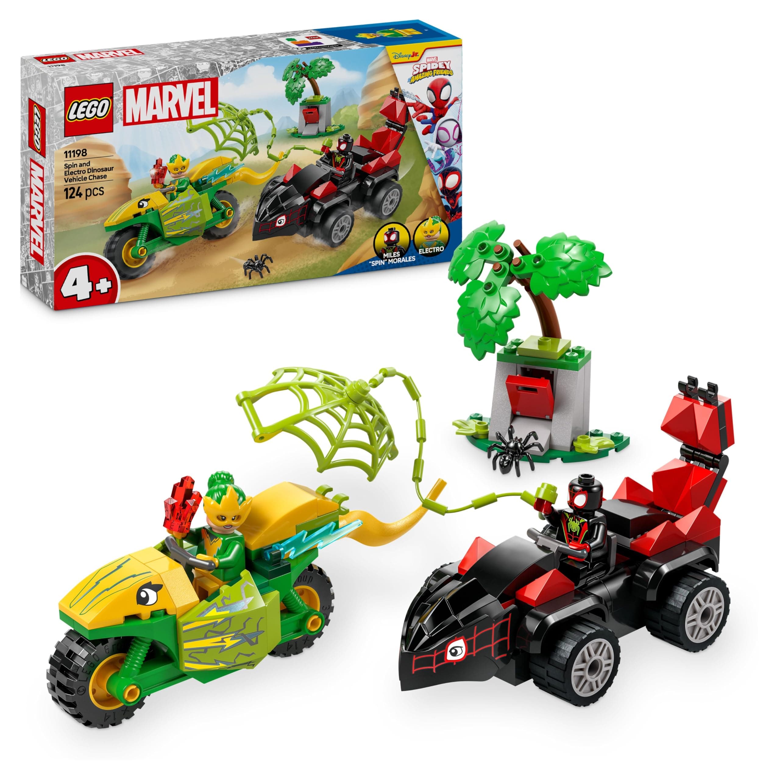LEGO® Spidey 11198 - Спин и Електро: Преследване с коли-динозаври