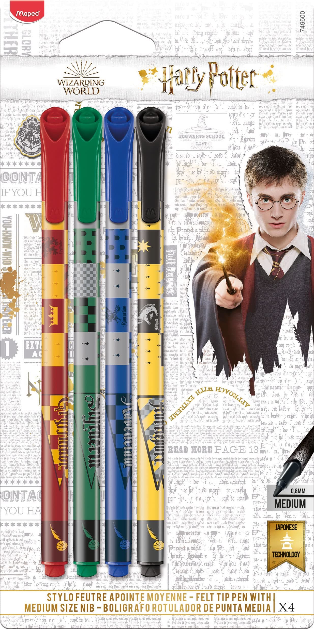 Тънкописци MAPED Harry Potter, 0.8 мм, 4 цвята
