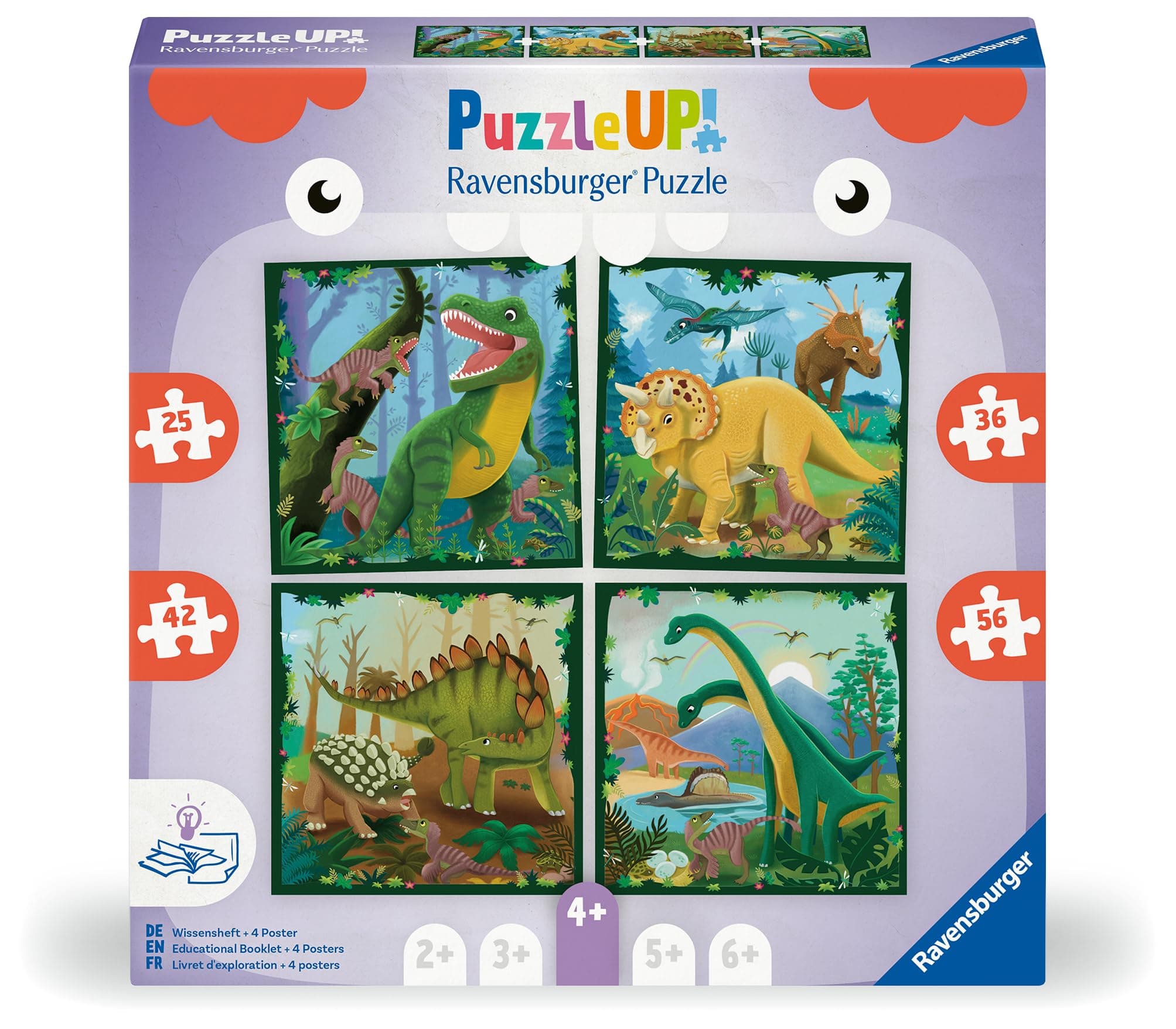 Пъзел Ravensburger 4-в-1: 25/36/42/56 ел. - Динозаври