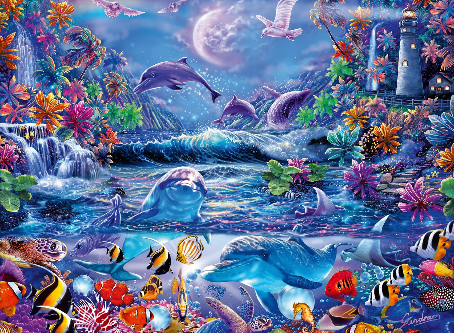 Светещ в тъмното пъзел Ravensburger 500 ел. - Лунна магия