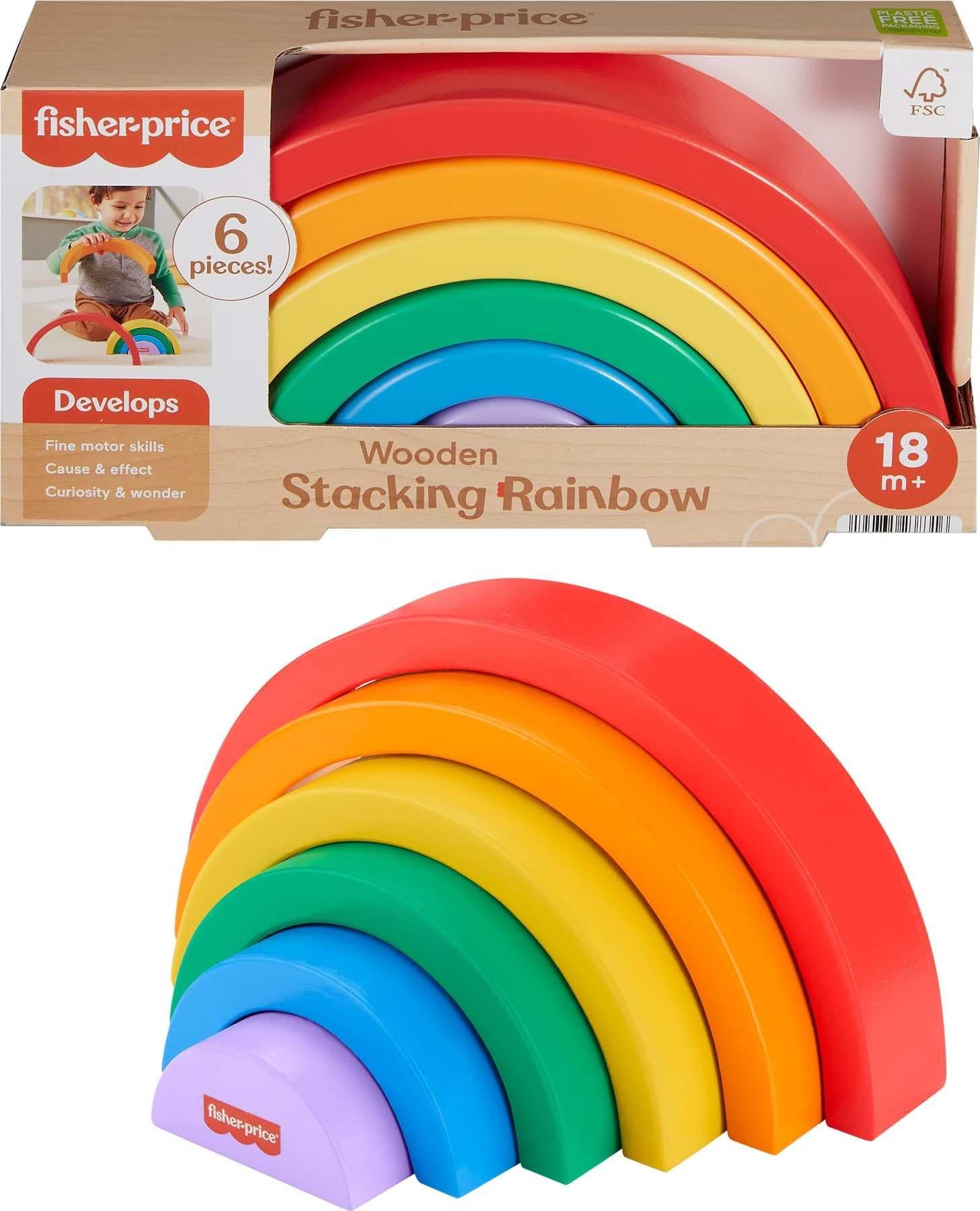 Дървена играчка за подреждане Fisher Price, дъга