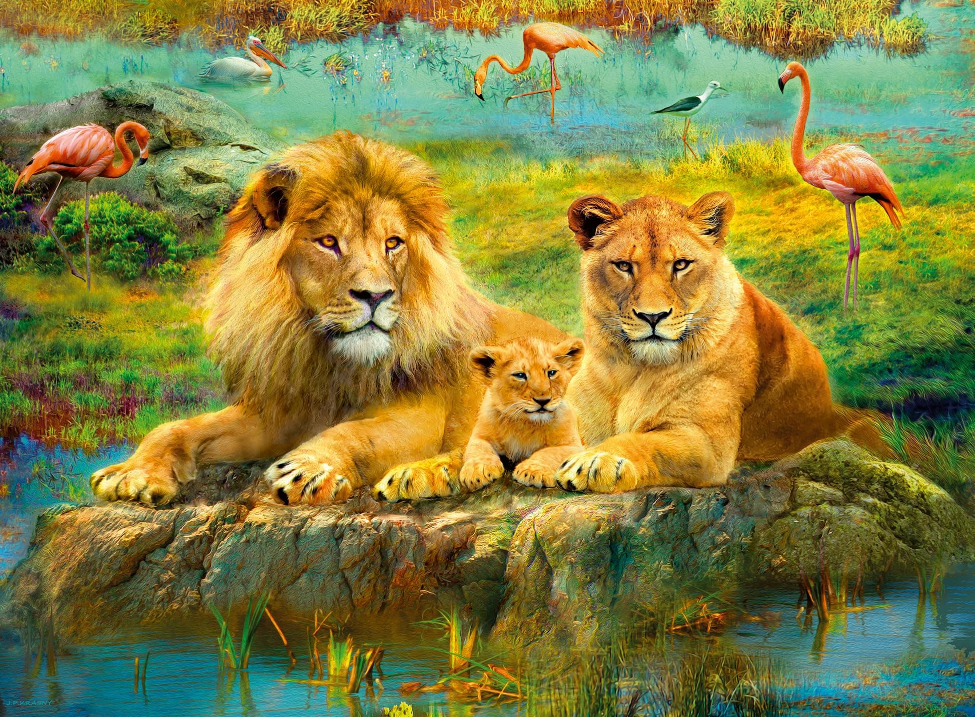 Пъзел Ravensburger 500 ел. - Лъвове в саваната