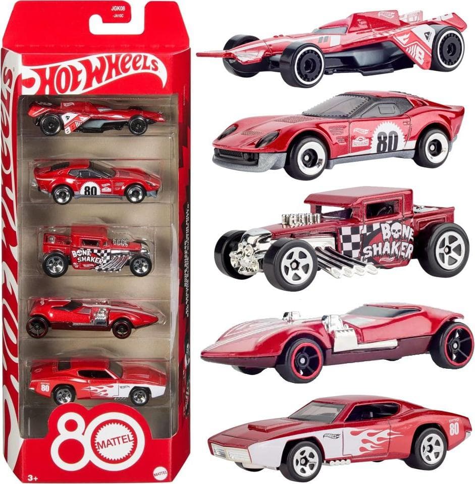 Hot Wheels - Комплект от 5 колички, 80 години Mattel