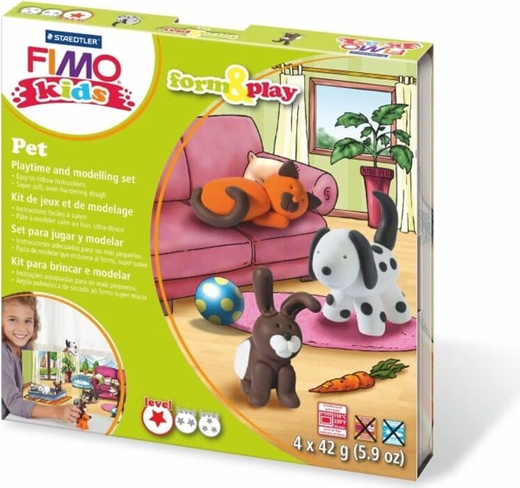 Staedtler - Комплект глина Fimo Kids, 4x42 гр, Pets