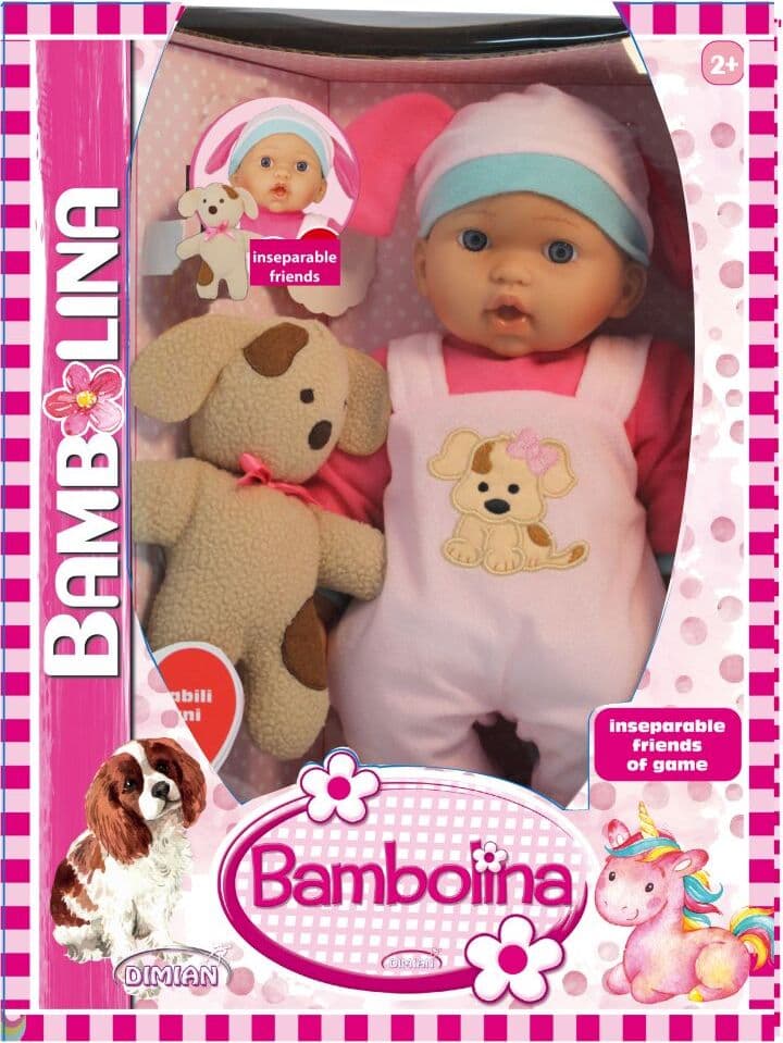 BAMBOLINA Кукла меко тяло с кученце 41см.