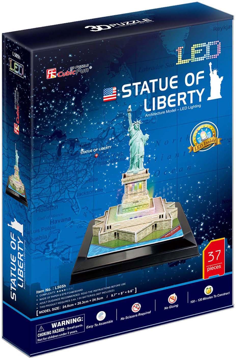 CubicFun Пъзел 3D Statue of Liberty New York Night Edition с LED светлини