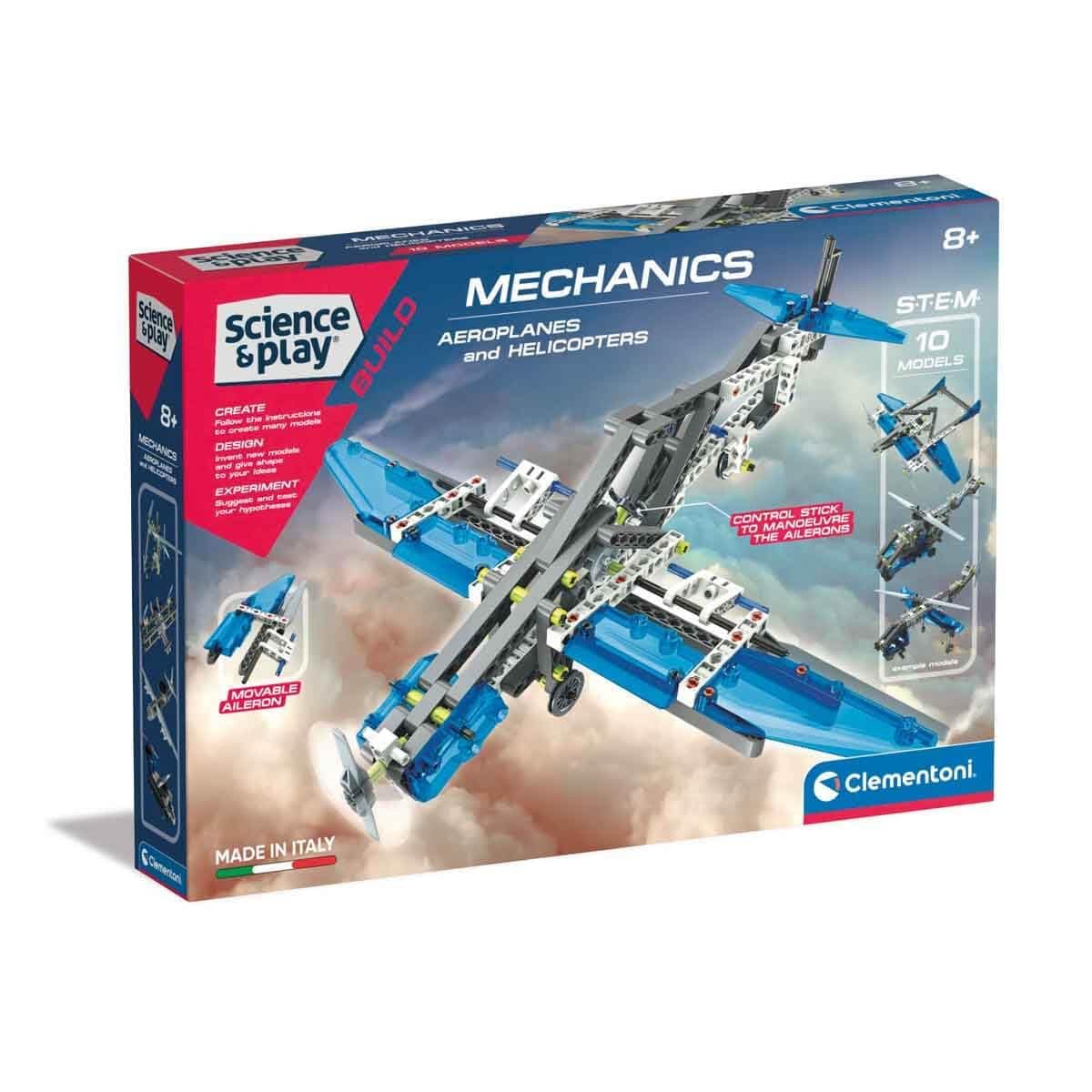 CLEMENTONI Конструктор 200 елемента Самолет SCIENCE PLAY MECHANICS