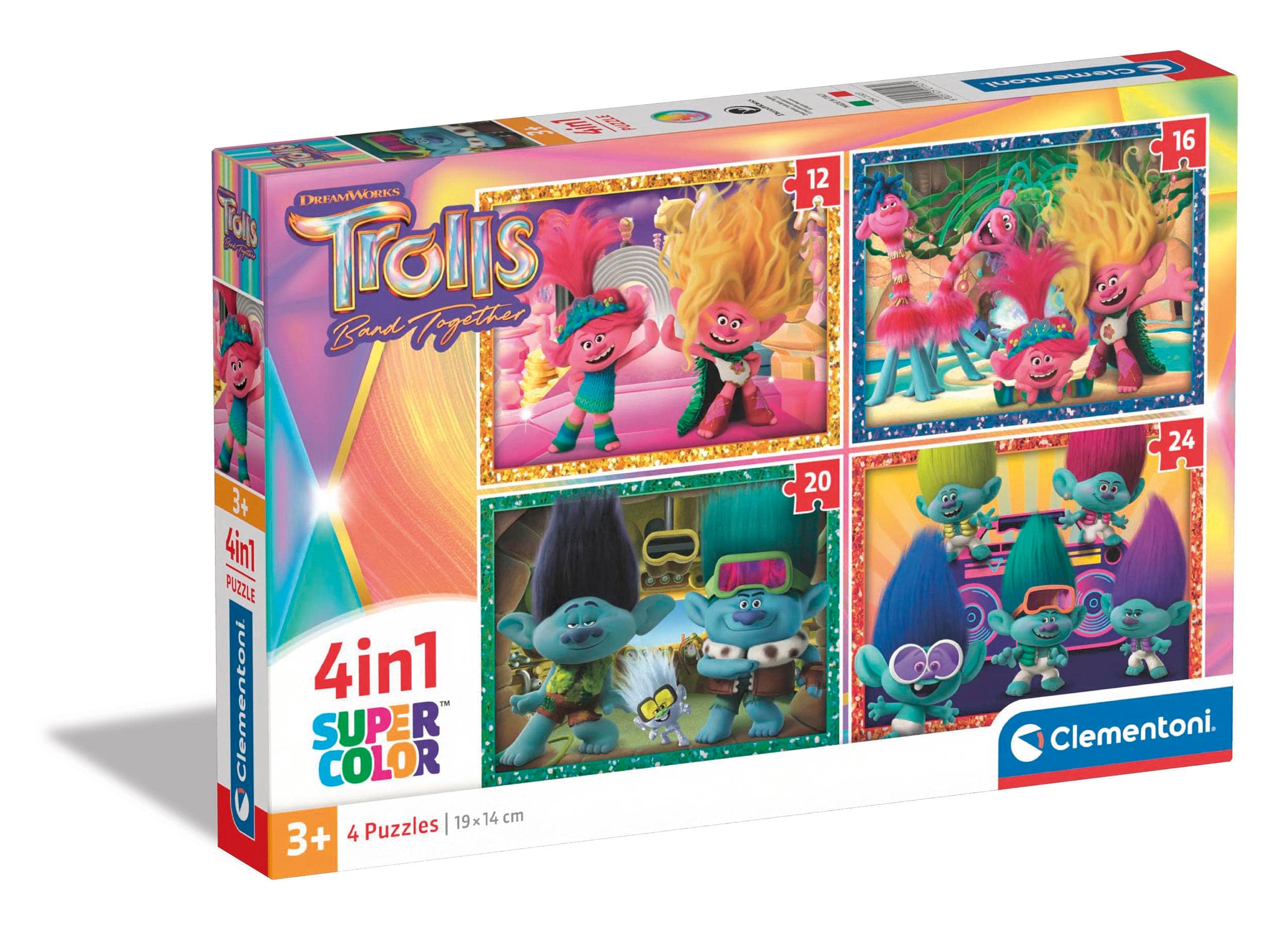 CLEMENTONI 4 в 1 Пъзел Trolls 3