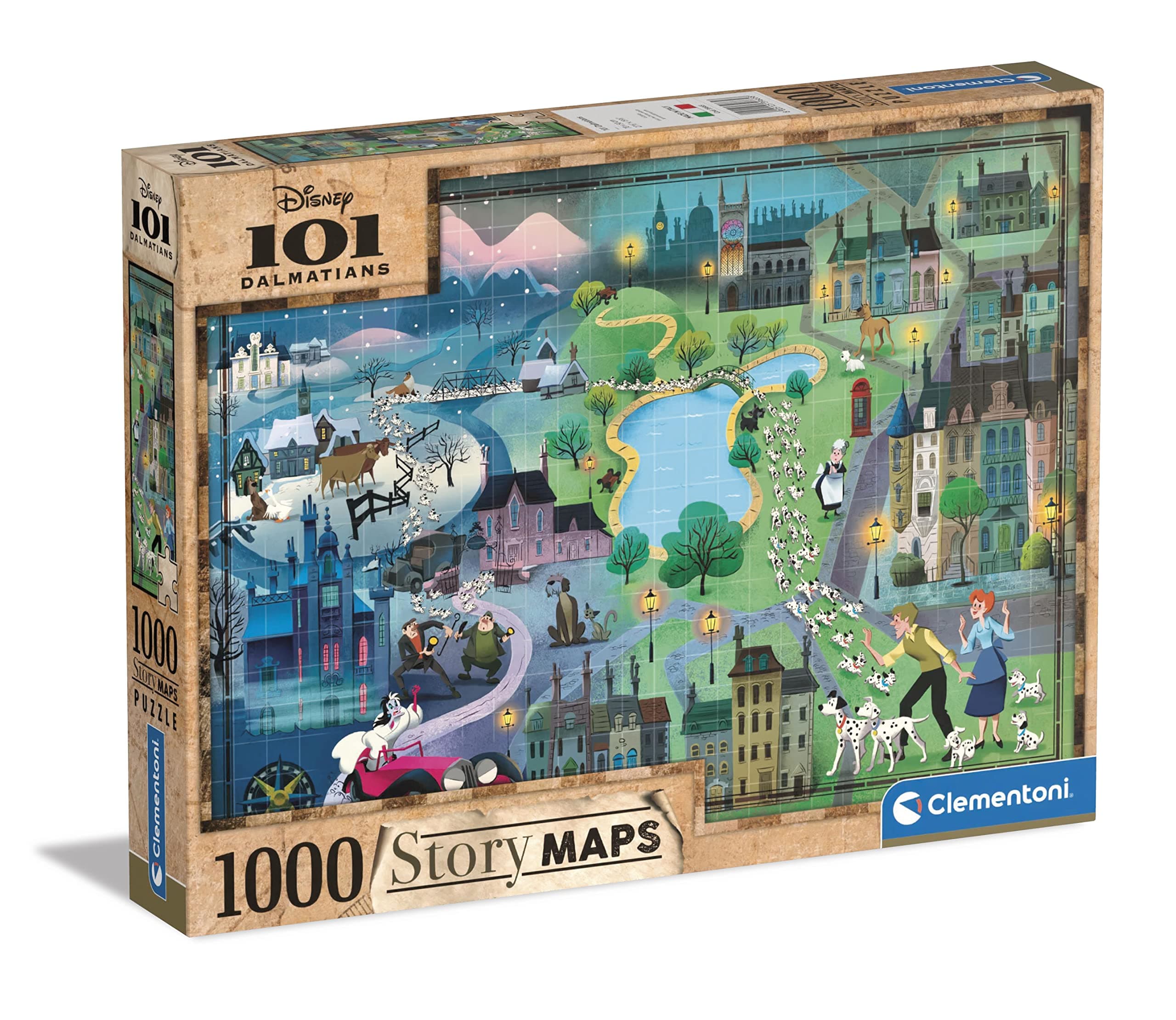 CLEMENTONI 1000ч. Пъзел Disney Story Maps 101 Dalmatians