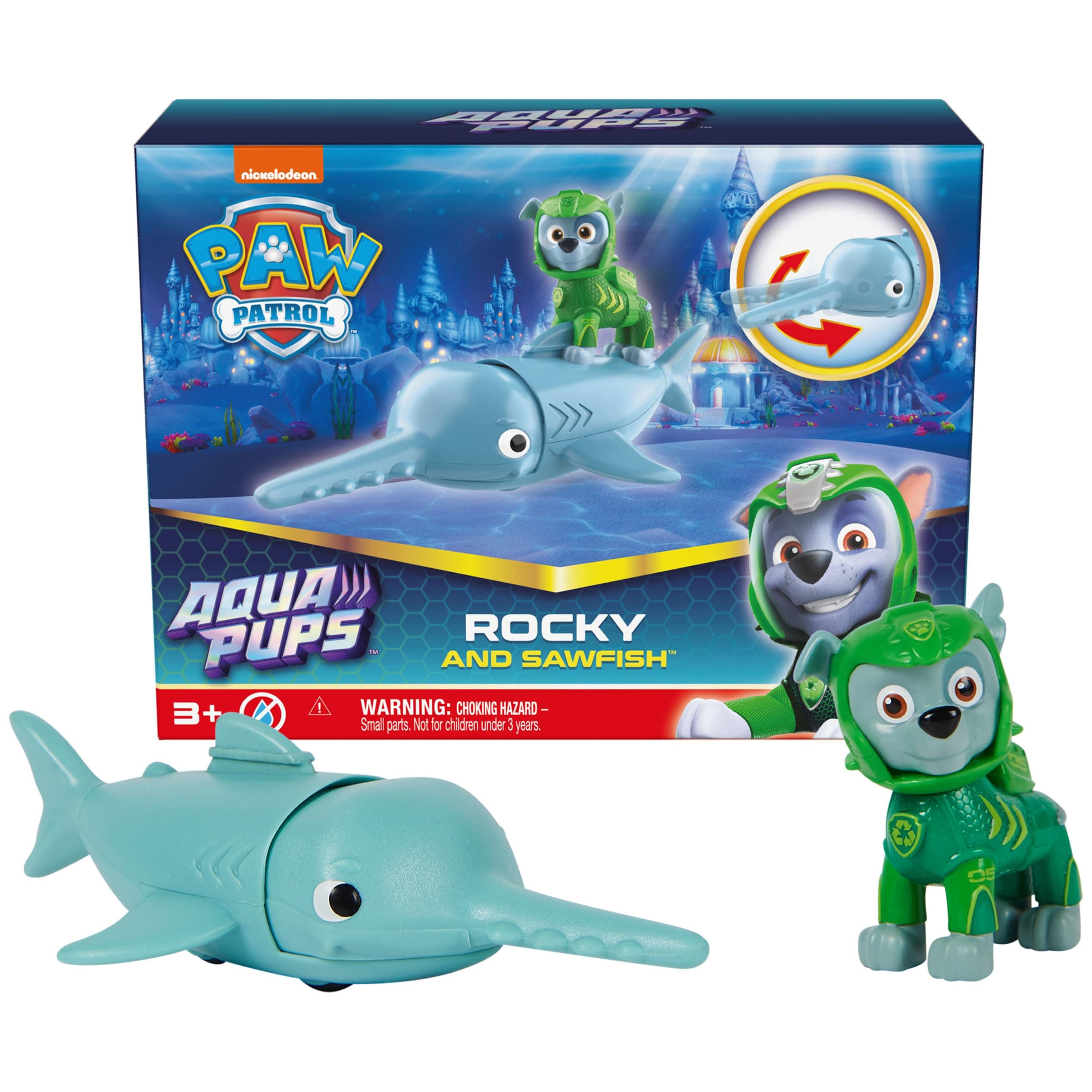 PAW PATROL Aqua Pups Фигурка Роки с подводен приятел Риба-трион