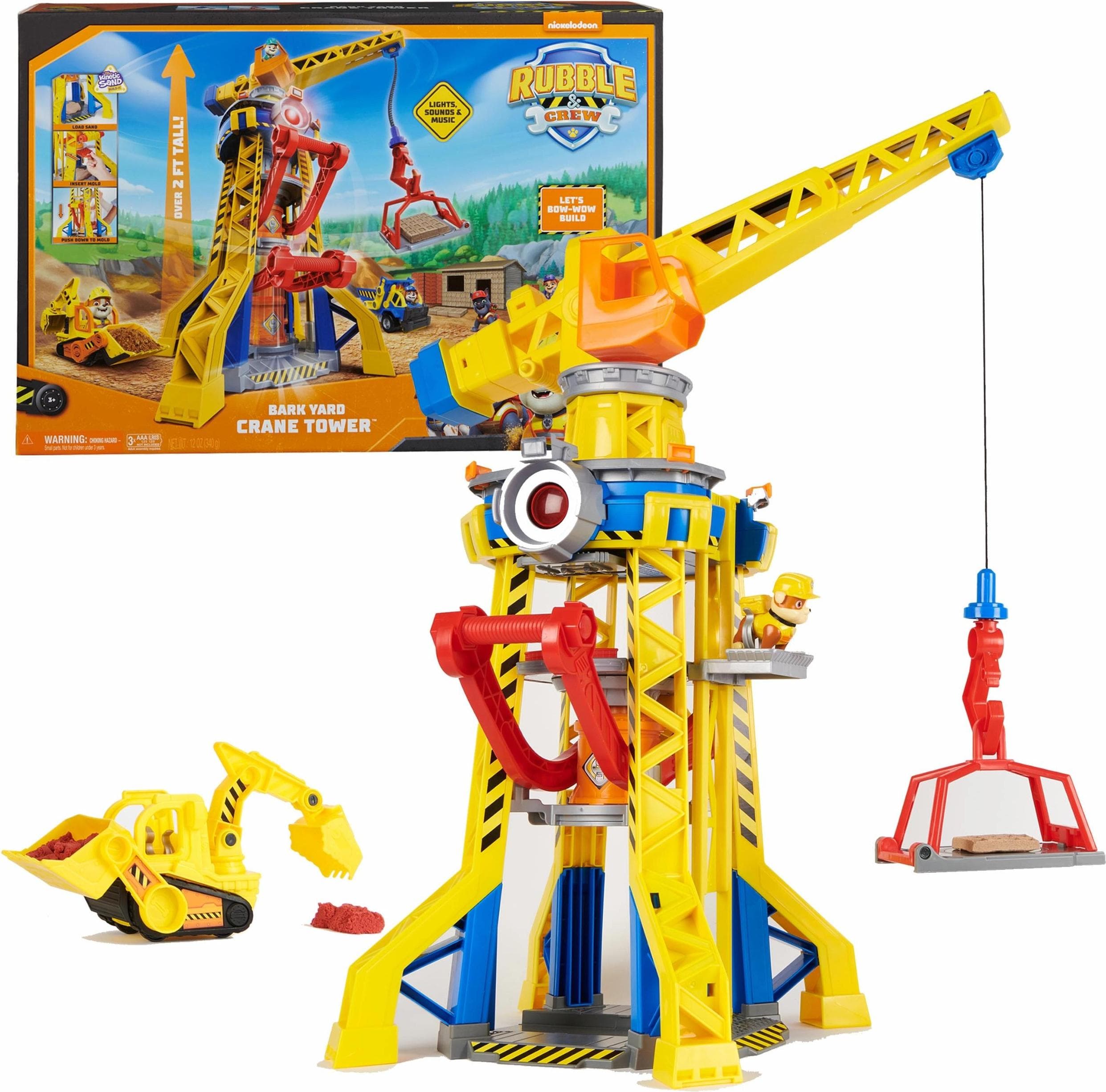 Paw Patrol Rubble and Crew Кран със звукови и светлинни ефекти, мини булдозер и кученце