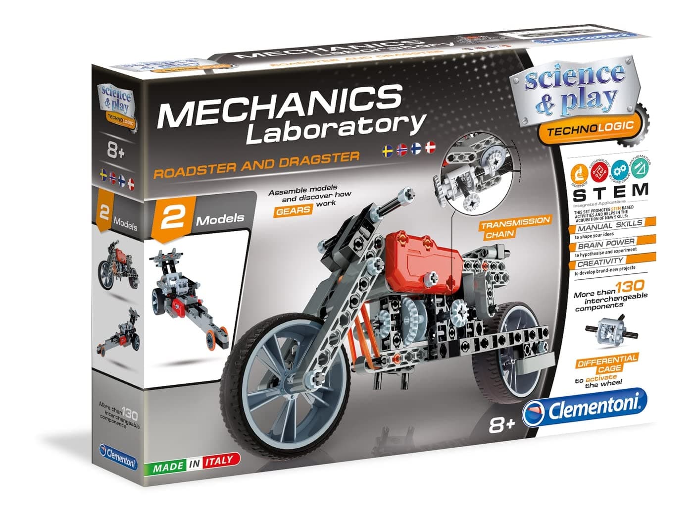 CLEMENTONI Конструктор 130 елемента МОТОР SCIENCE PLAY MECHANICS