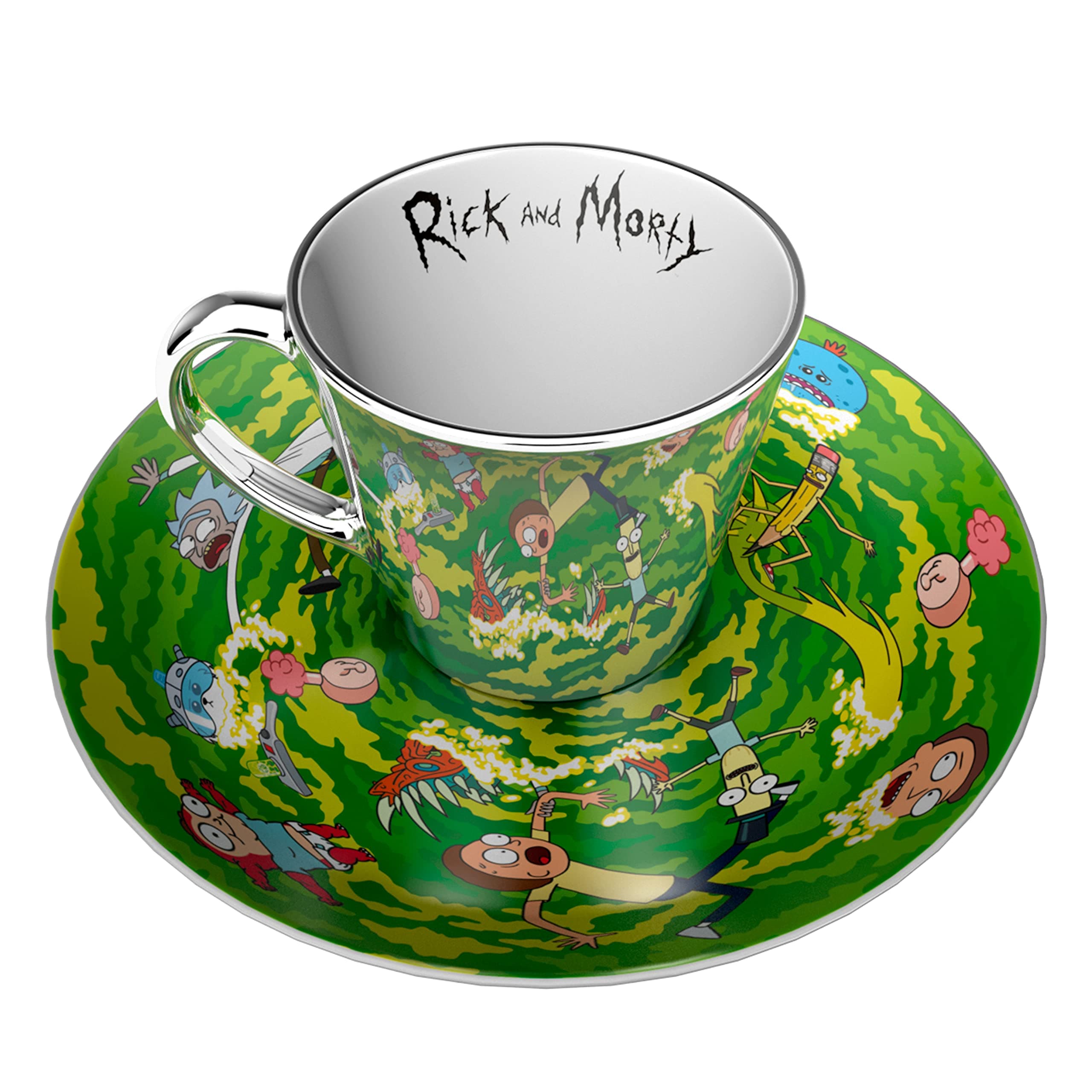 Комплект ABYSTYLE RICK AND MORTY Mirror mug &amp; plate set Portal, Чаша, Подложка