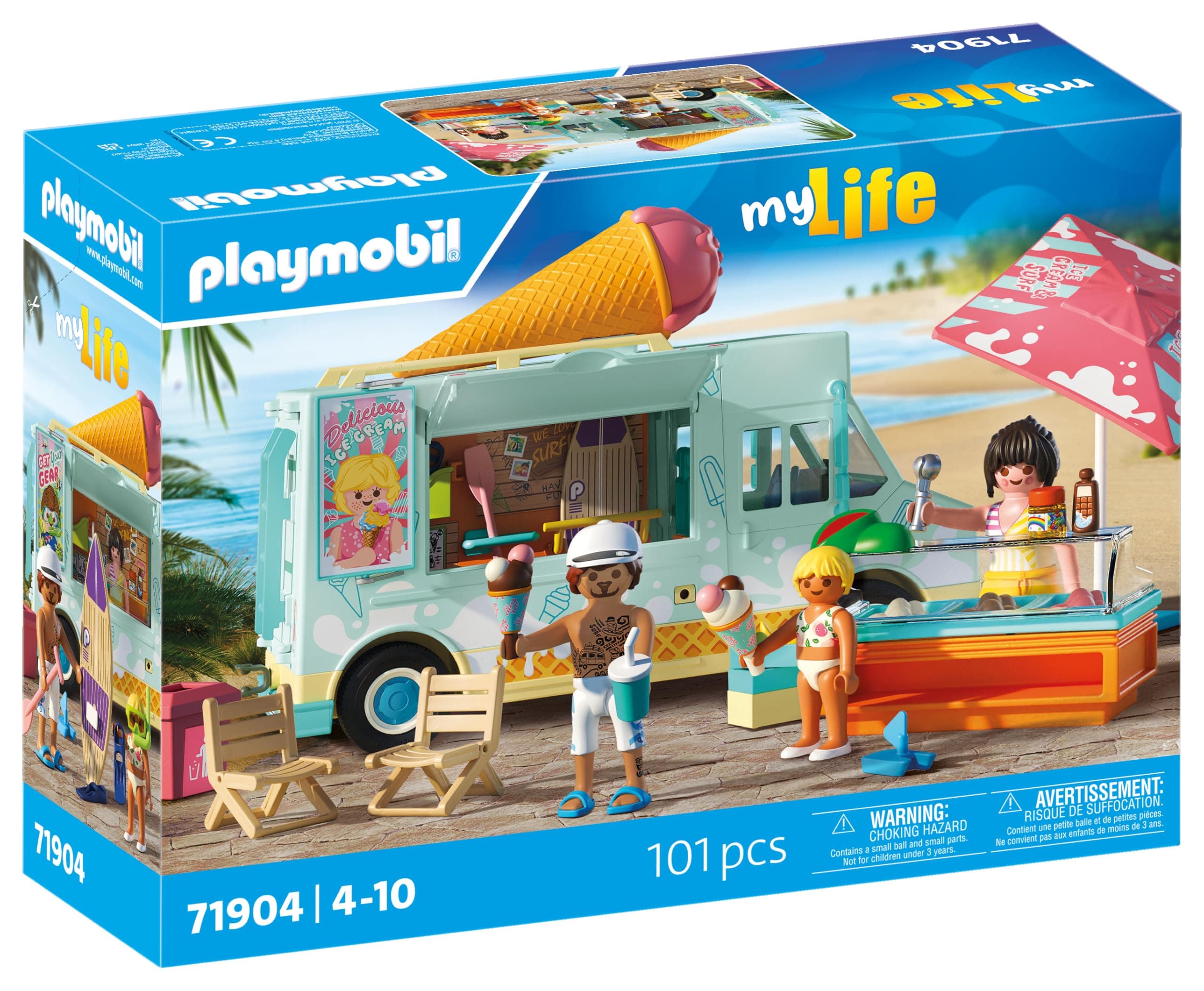 Playmobil - Кола за сладолед със сърф магазин