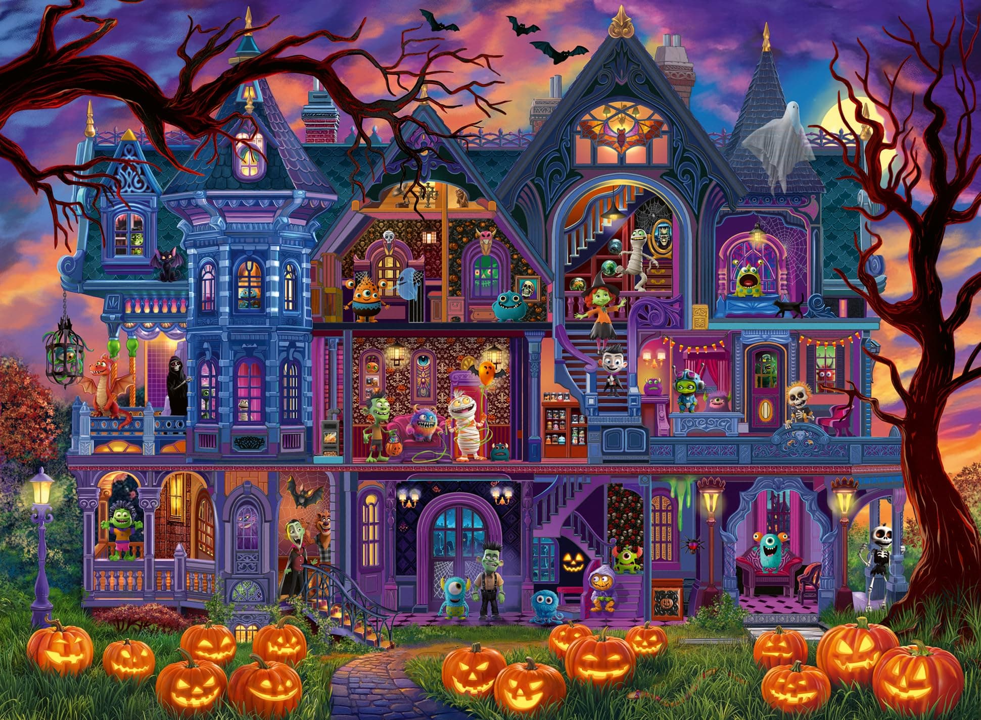 Пъзел Ravensburger 100 ел. XXL - Чудовищно домашно парти