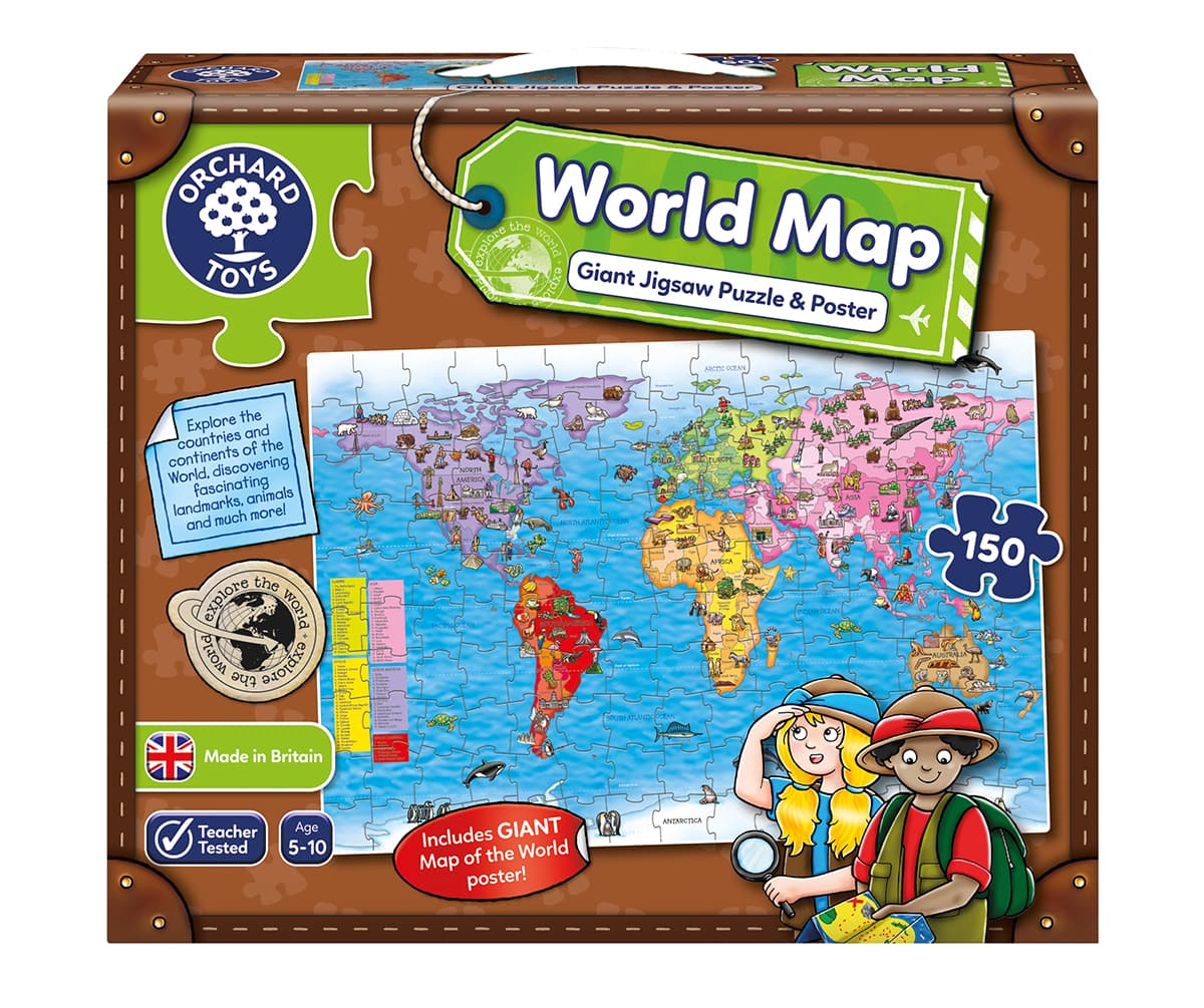 Детски пъзел, Orchard Toys, Световна карта, Пъзел и плакат, 150 части