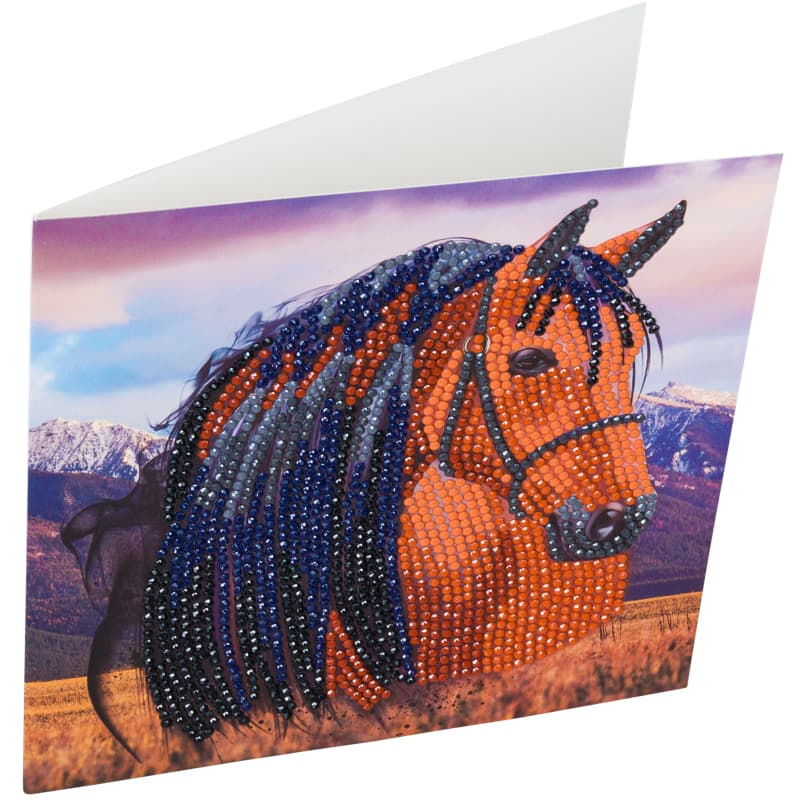Комплект поздравителна картичка с диамантен живопис, Craft Buddy, Кон, 18 x 18 см