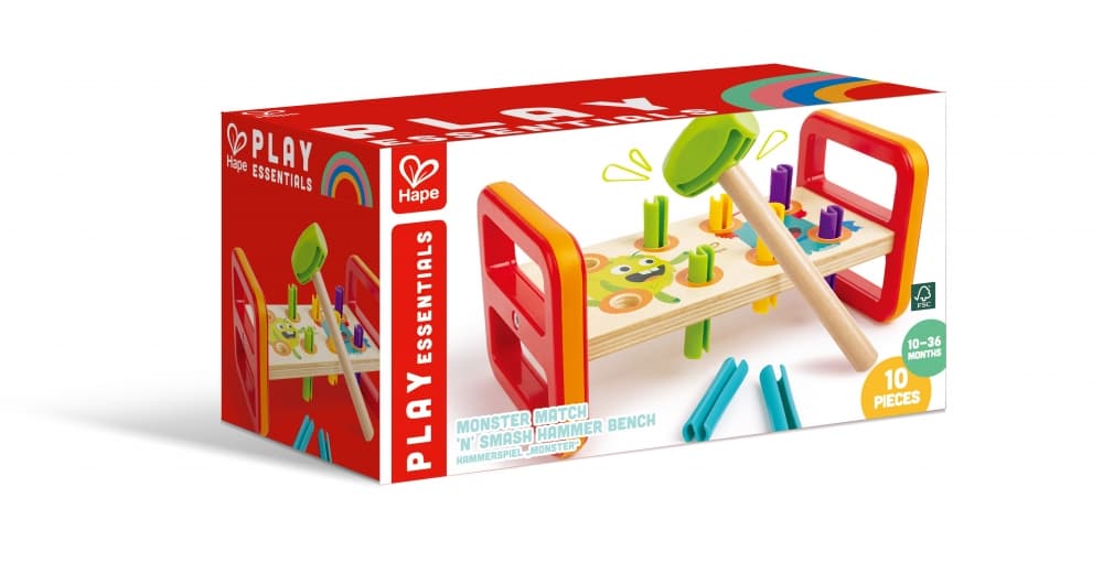 Образователна дървена игра, Hape, Разбиване на чудовища с чукче