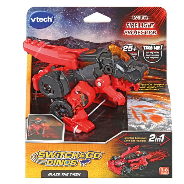 Интерактивна играчка, Vtech, Трансформер Blaze, Автомобил и Динозавър T-Rex 2 в 1, Червен