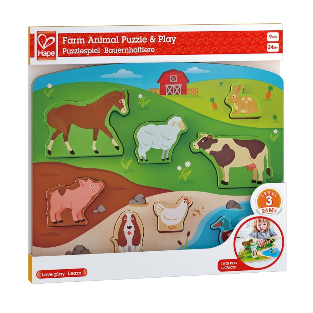 Дървен пъзел, Hape, Домашни животни, 9 части