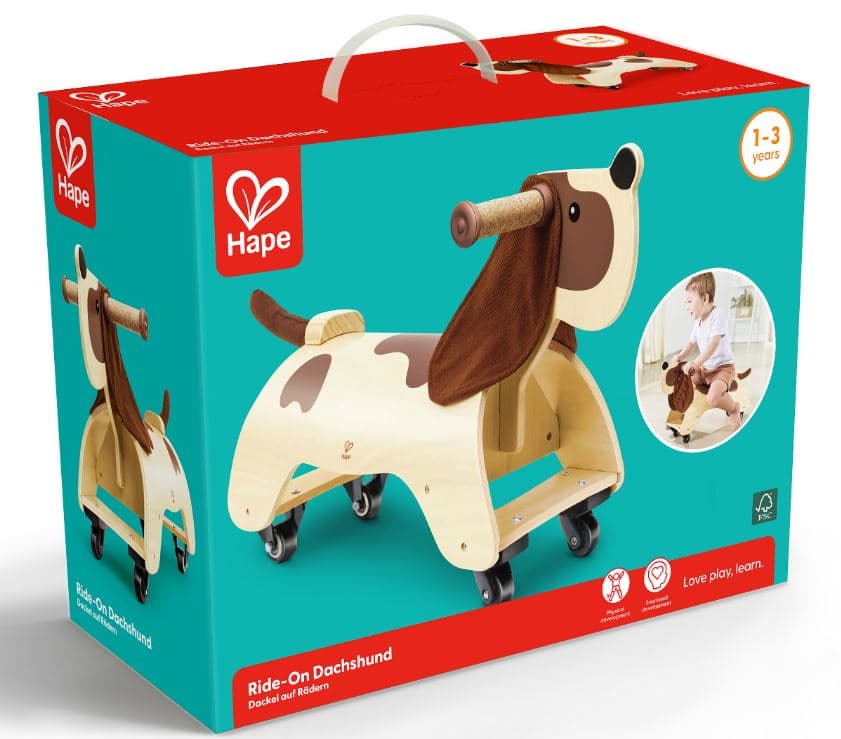 Дървена играчка, Hape, Дакел за езда, 56 x 37.6 x 20 см