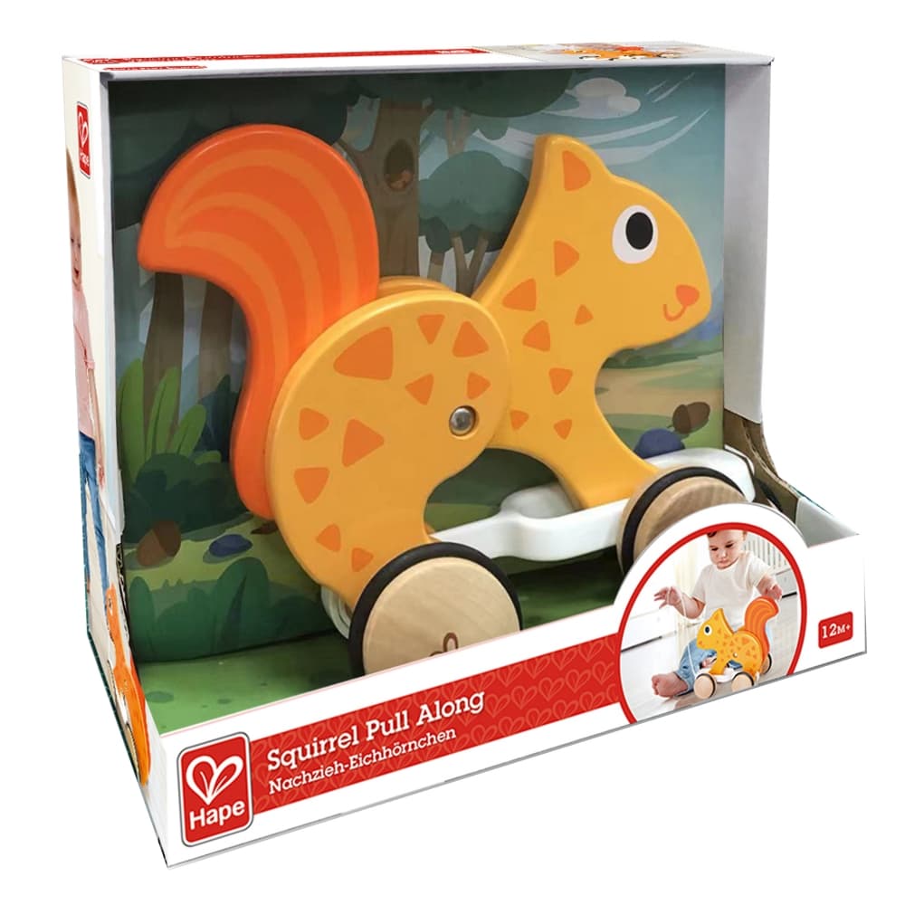 Дървена играчка за дърпане, Hape, Катерица, 24 x 11 x 20 см