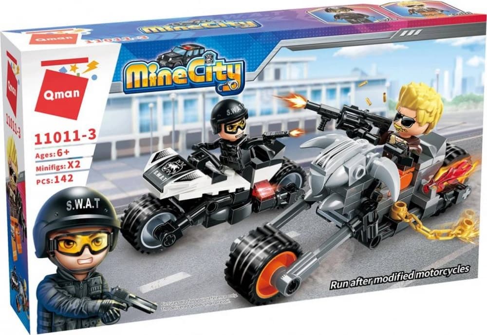 Конструктор, Qman, MineCity, Преследване с мотоциклети, 142 части