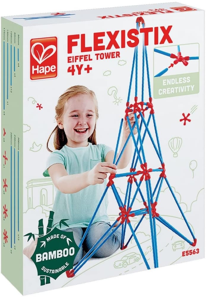 Бамбуков конструктор, Hape, Flexistix, Айфелова кула, 62 части