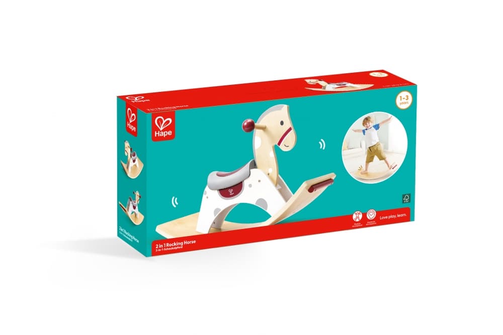 Дървена играчка, Hape, Конче люлка 2 в 1, 70 x 30 x 41.8 см