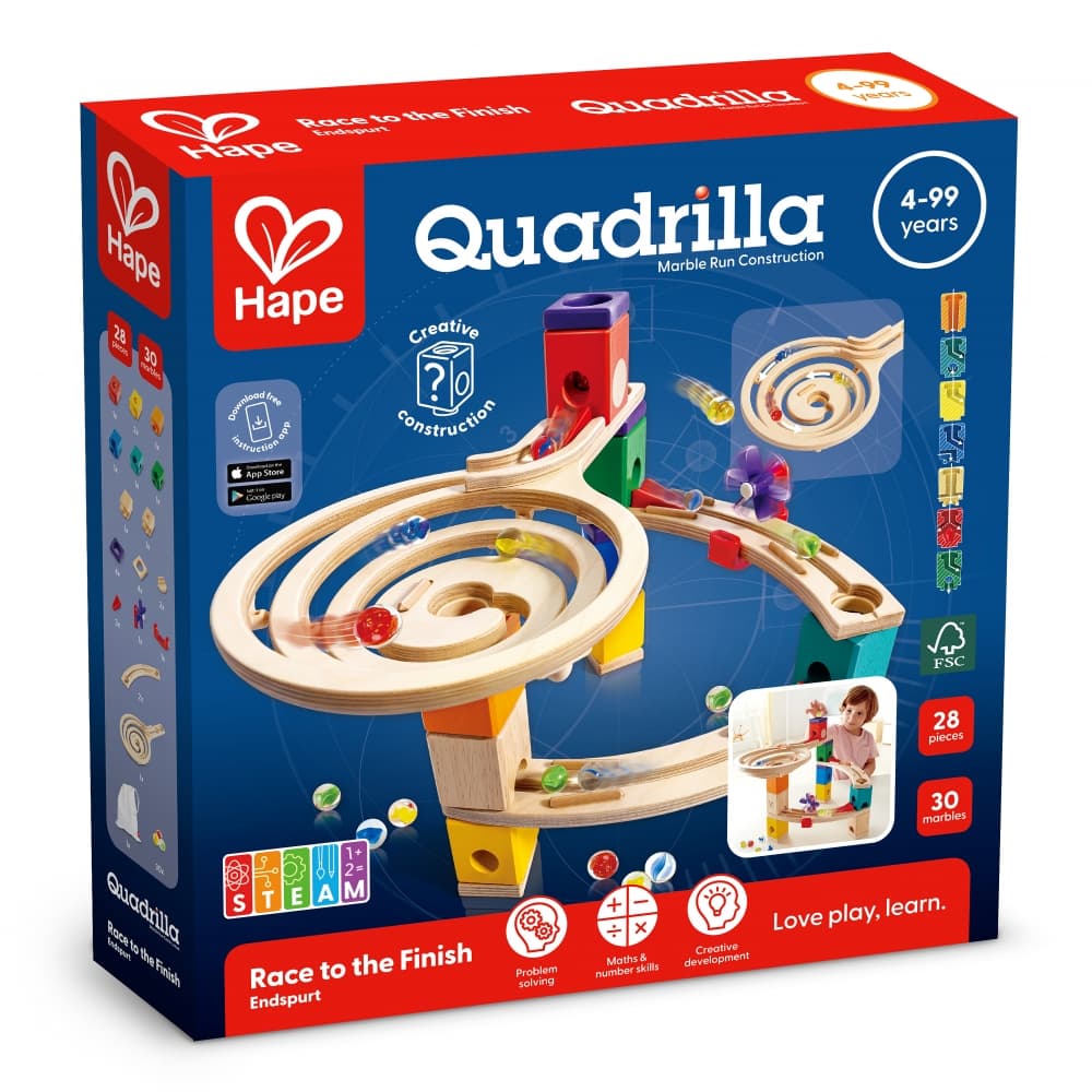 Комплект дървена писта, Hape, Quadrilla, Надпревара до финала, 28 части