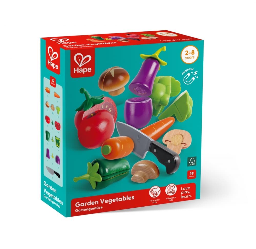 Дървен комплект, Hape, Зеленчуци, 8 части
