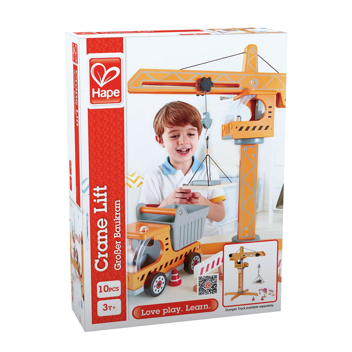 Дървен комплект, Hape, Товарен кран, 10 части
