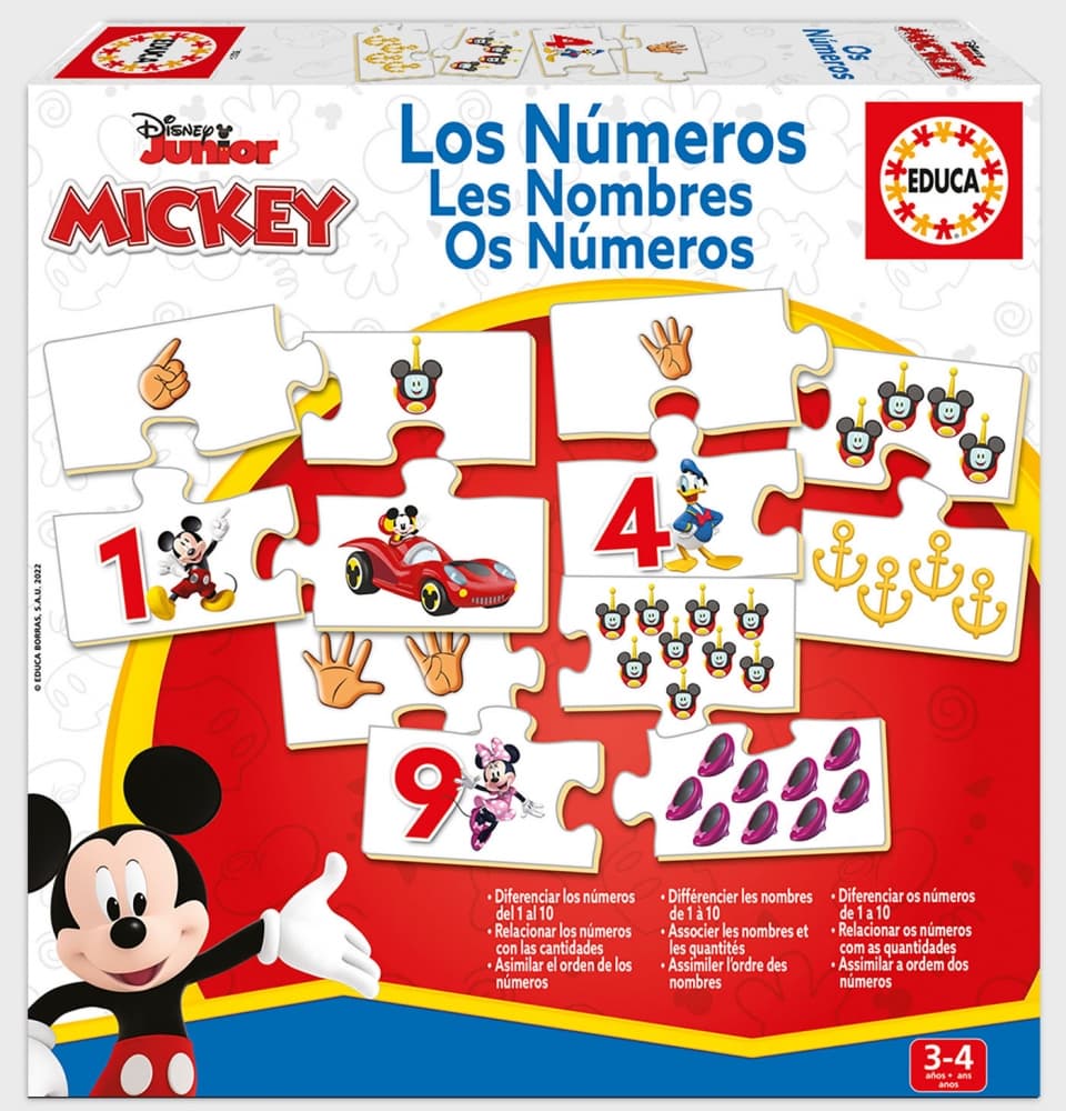 Образователен пъзел, Educa, Mickey and Friends, Числа, 40 части