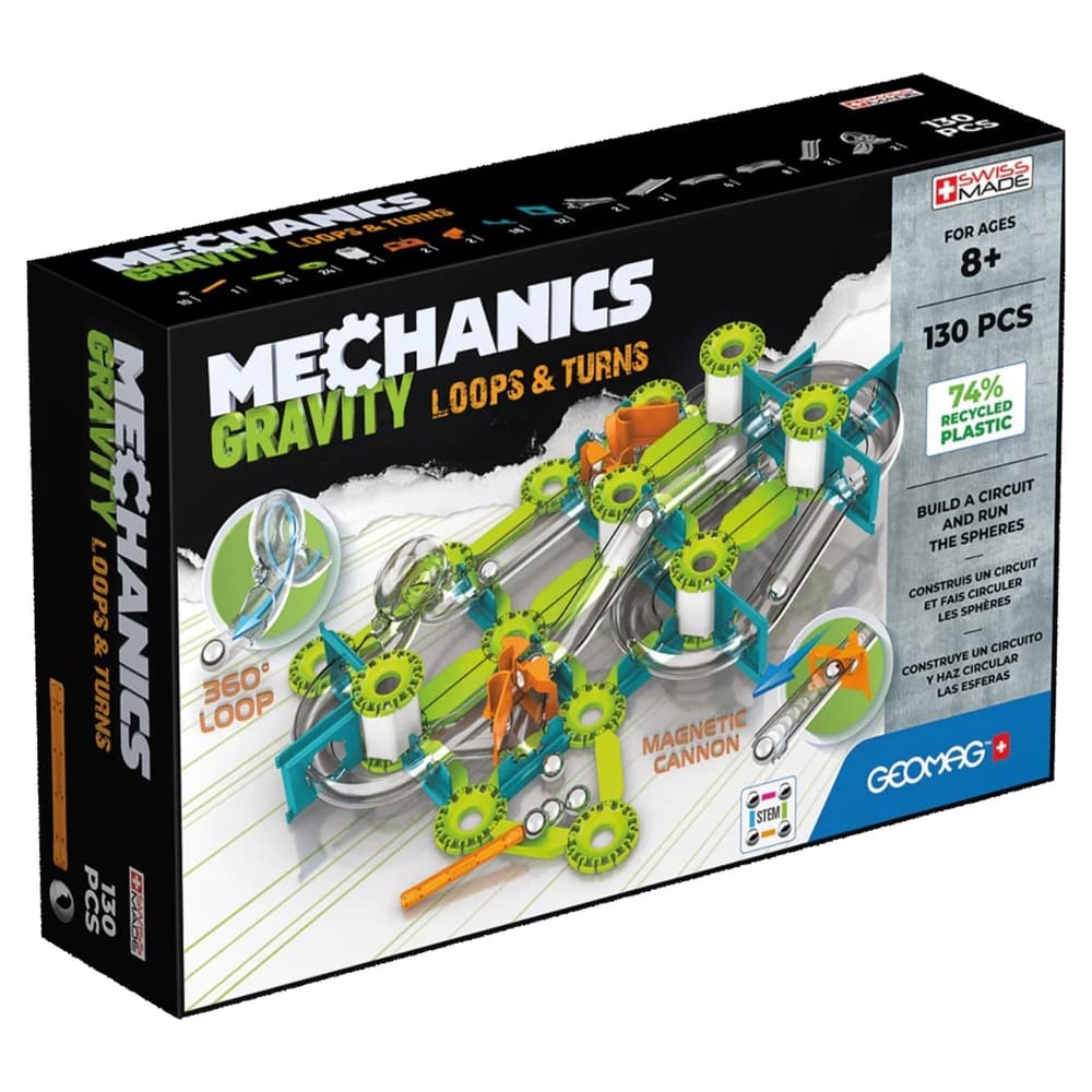 Магнитен конструктор, Geomag, Mechanics, Лупинги и завои, 130 части