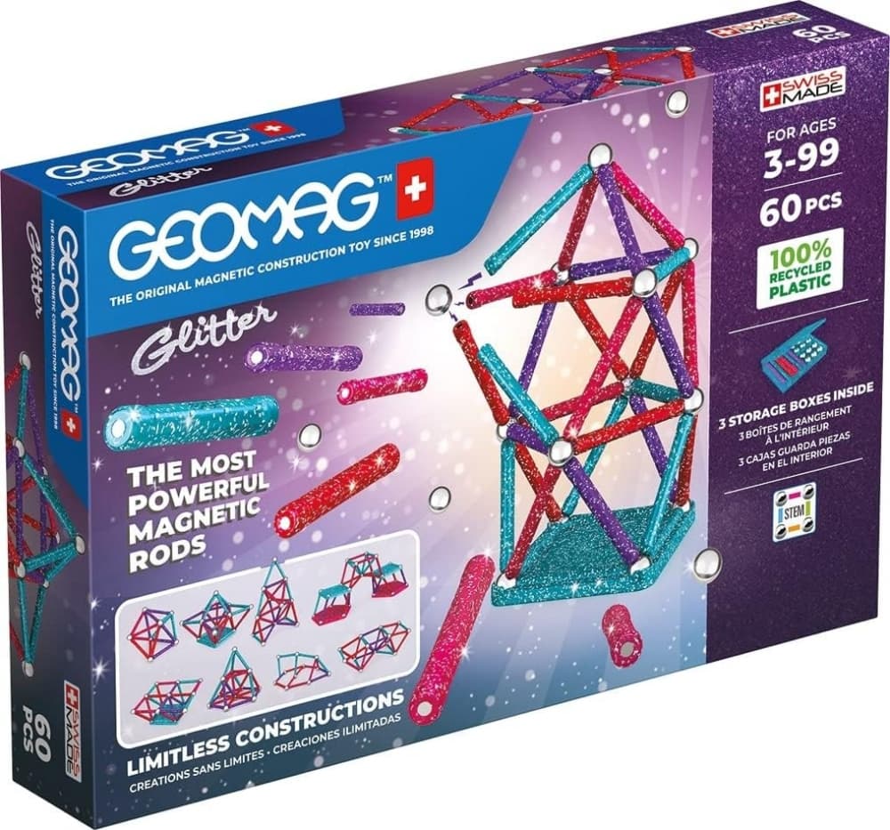 Магнитен конструктор, Geomag, Glitter, 60 части