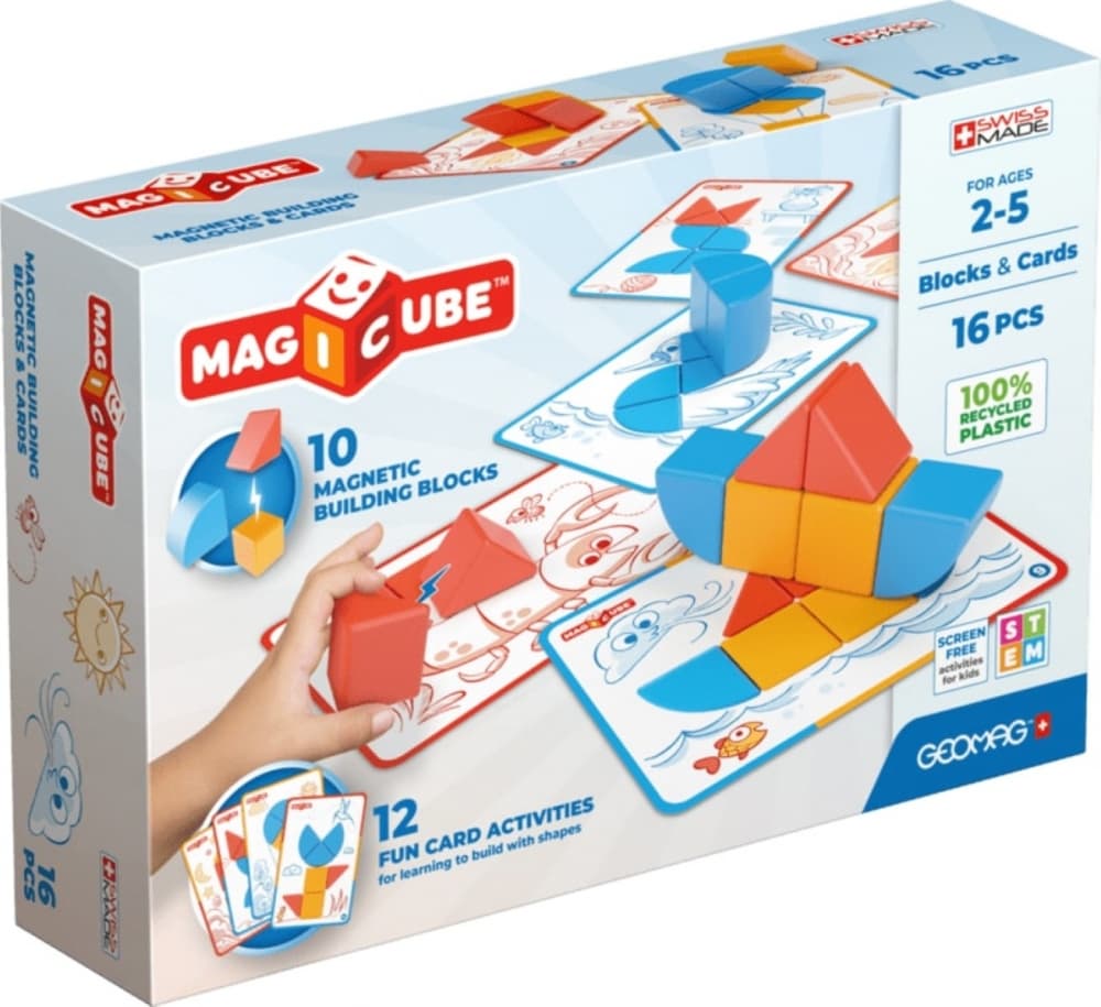 Магнитен конструктор, Geomag, Magicube, Форми и карти, 16 части