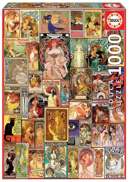 Пъзел, Educa, Плакат колаж ART NOUVEAU, 1000 части