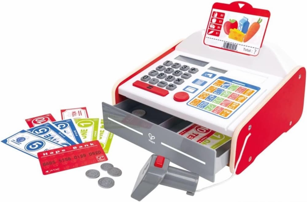Дървена играчка, Hape, Касов апарат, 30 х 2.5 х 21 см