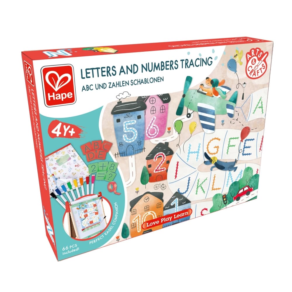 Комплект шаблони, Hape, Букви и цифри, 66 части