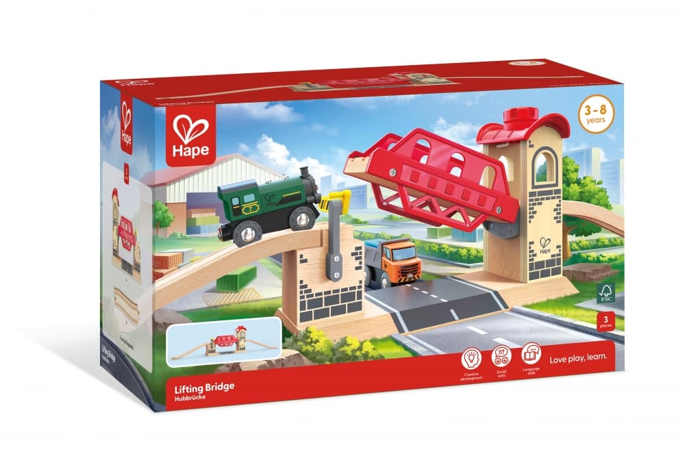 Дървена играчка, Hape, Железопътен повдигащ се мост