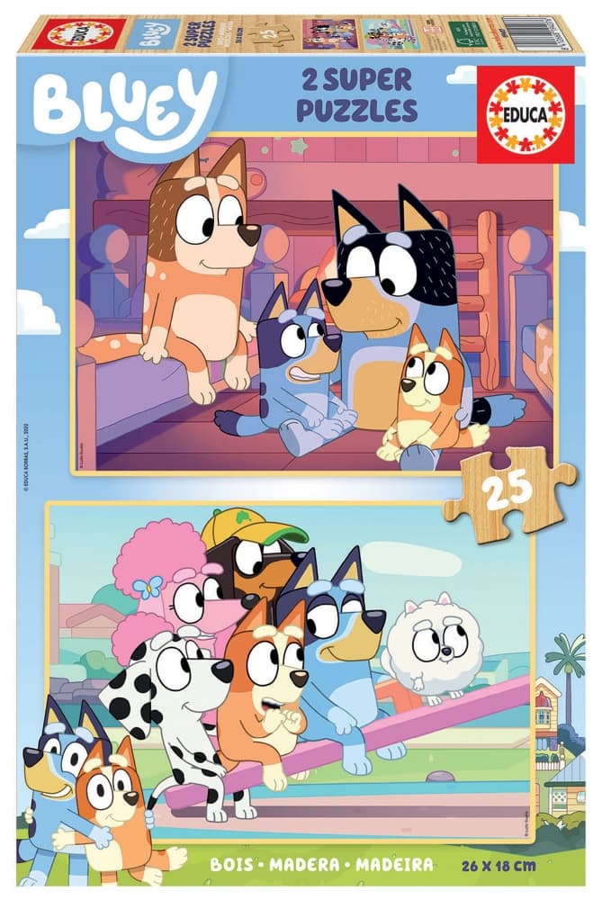 Пъзел за деца, Educa, Bluey, 2 × 25 части