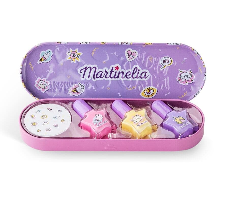 Комплект за маникюр, Martinelia, Лакове и стикери за нокти, 3 броя