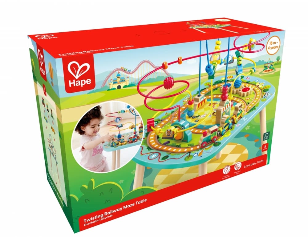 Дървена приключенска железопътна маса, Hape, 6 части