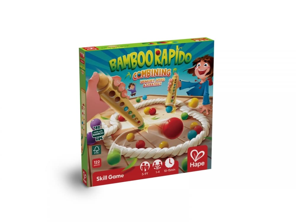 Дървена игра, Hape, Bamboo Rapido, бамбукови пръчки и цветови комбинации
