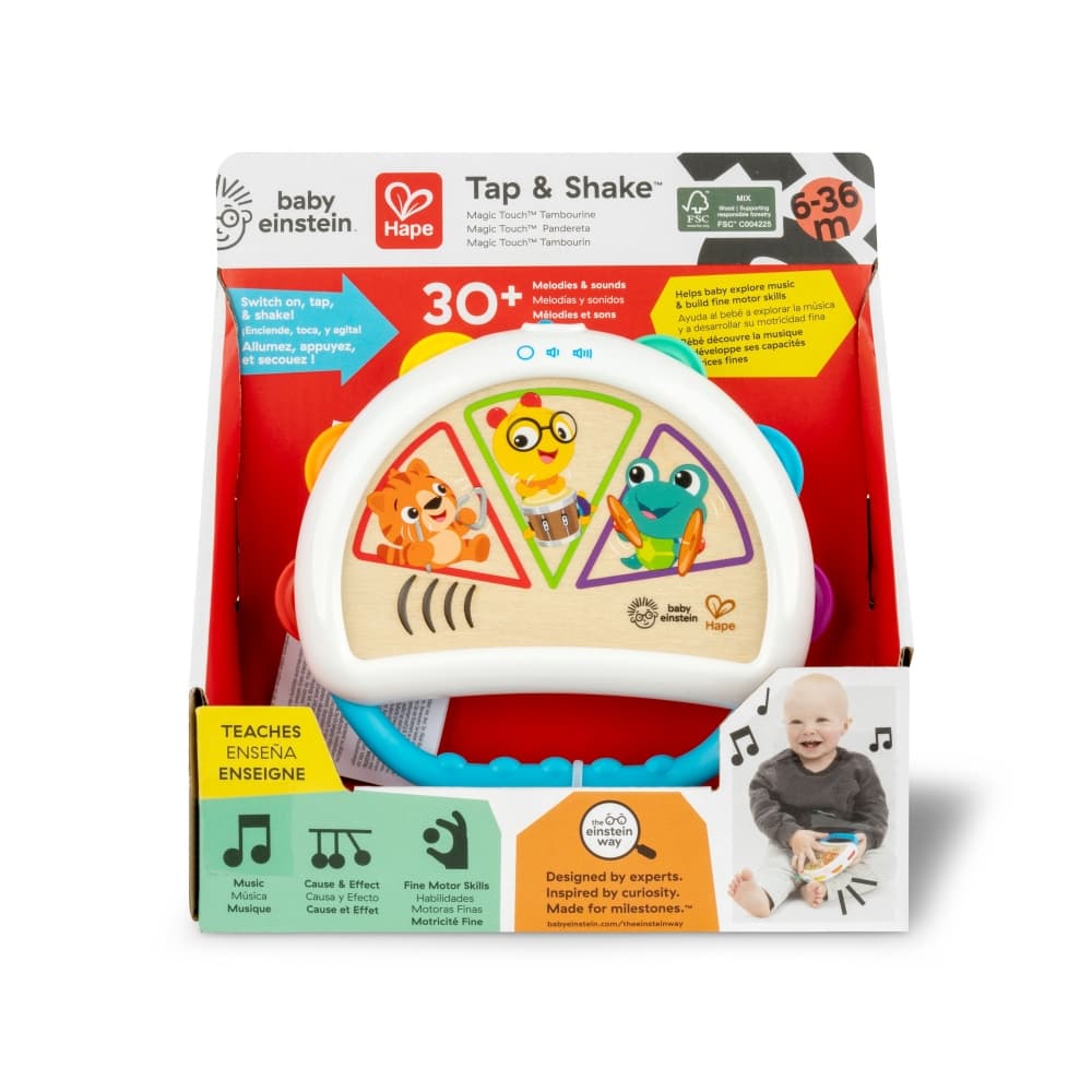 Музикална играчка, Hape, Baby Einstein, Сензорна бебешка тамборина