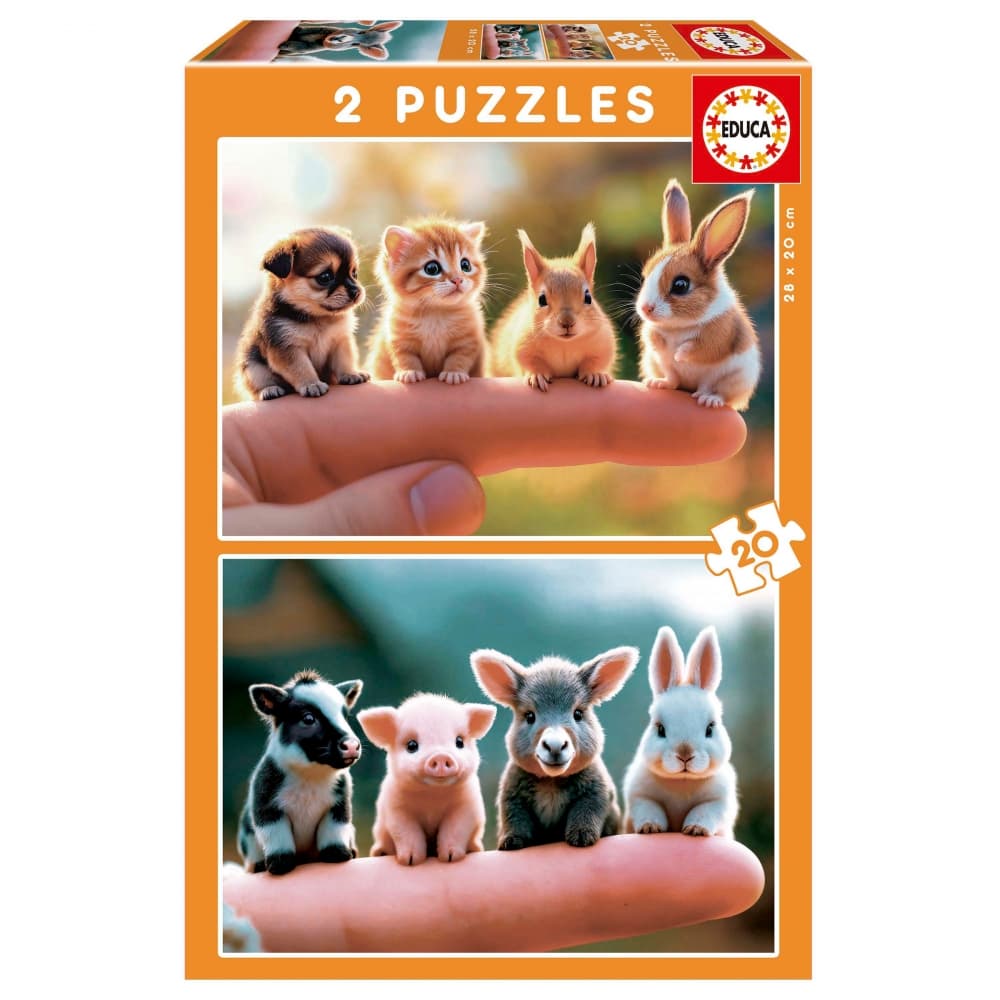 Пъзел, Educa, Бебета животни 2 х 20