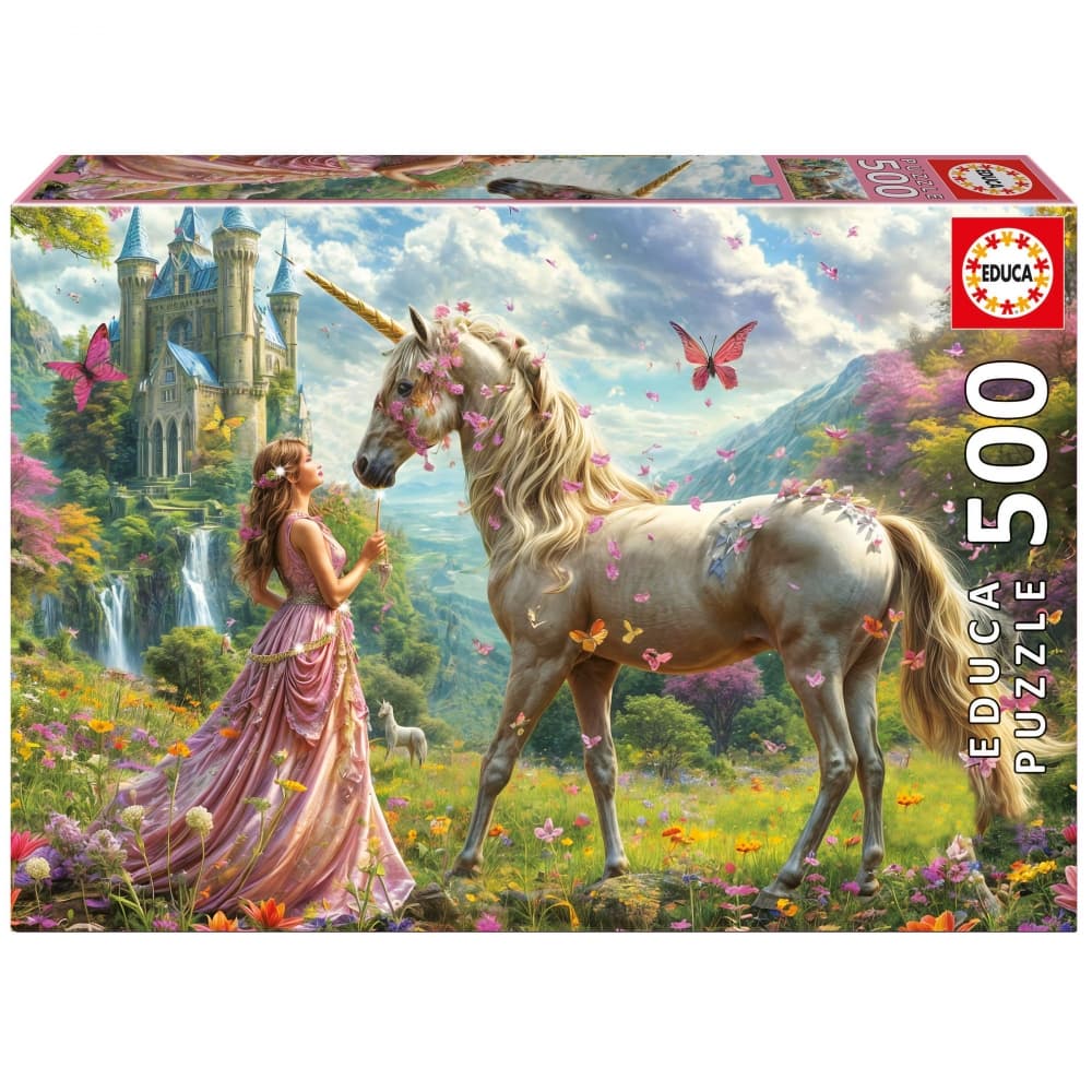 Пъзел, Educa, Феи, еднорози и пеперуди, 500 части