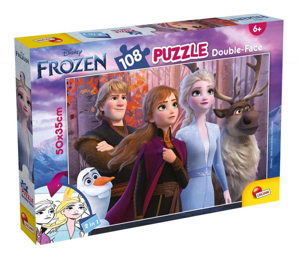 Пъзел, Lisciani, Frozen 2, Двулицев пъзел 108 части