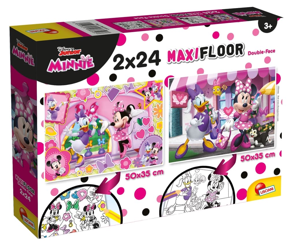 Пъзел, Lisciani, Minnie Mouse, Двулицев пъзел 2 х 24 части