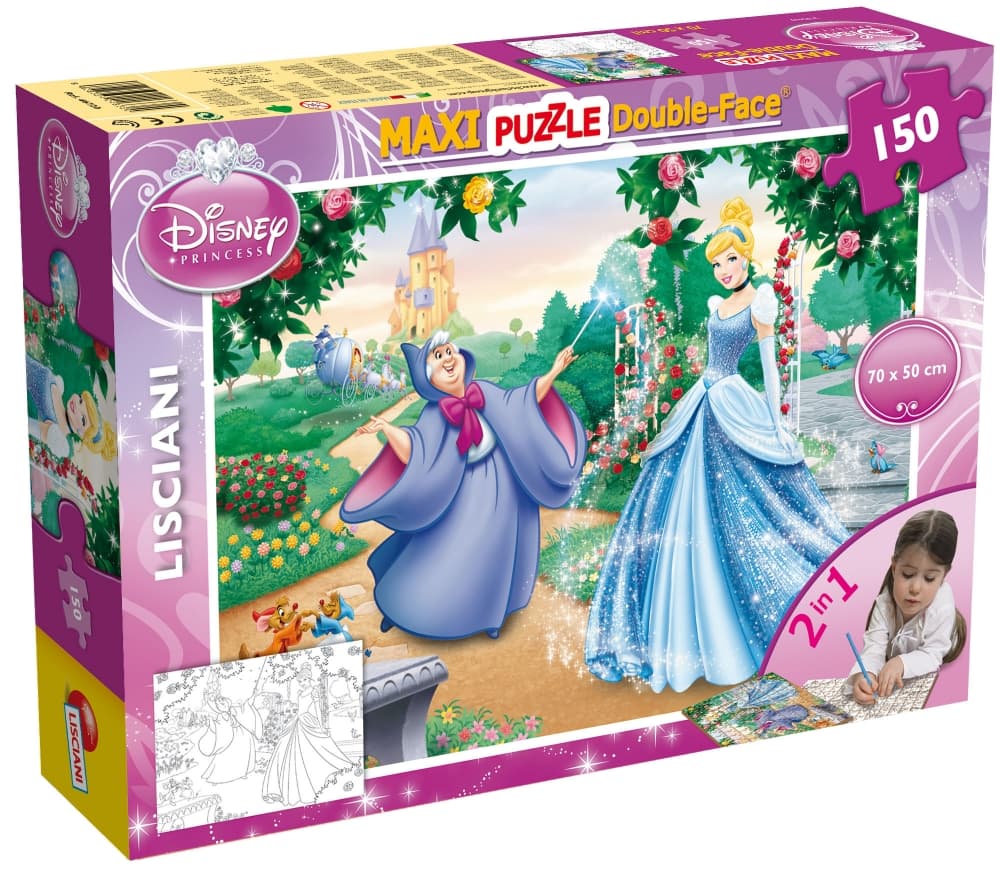 Пъзел, Lisciani, Disney Princess, Пепеляшка, Двулицев пъзел 150 части